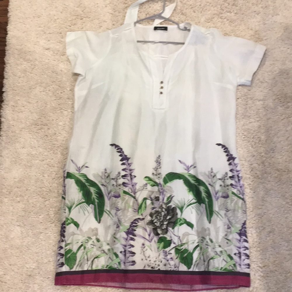 Elena Miro 100% Ramie(fabric) white with floral - Picture 3 of 4